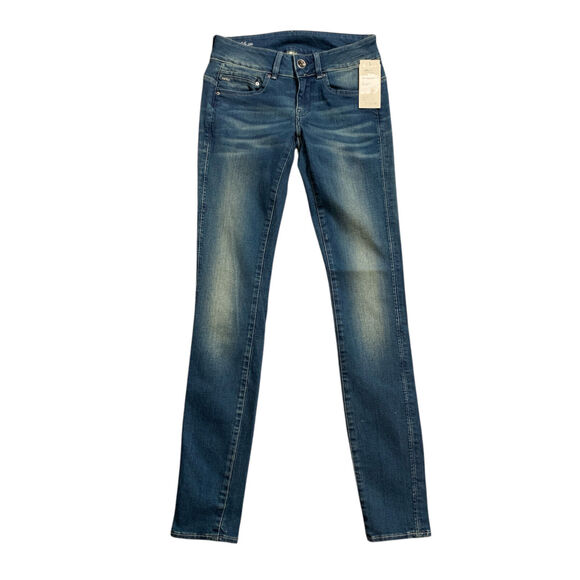 G-star Jeans Women 25 Denim Power Wash Low Rise Midge Cody Mid Skinny Zip Pocket - Picture 1 of 16